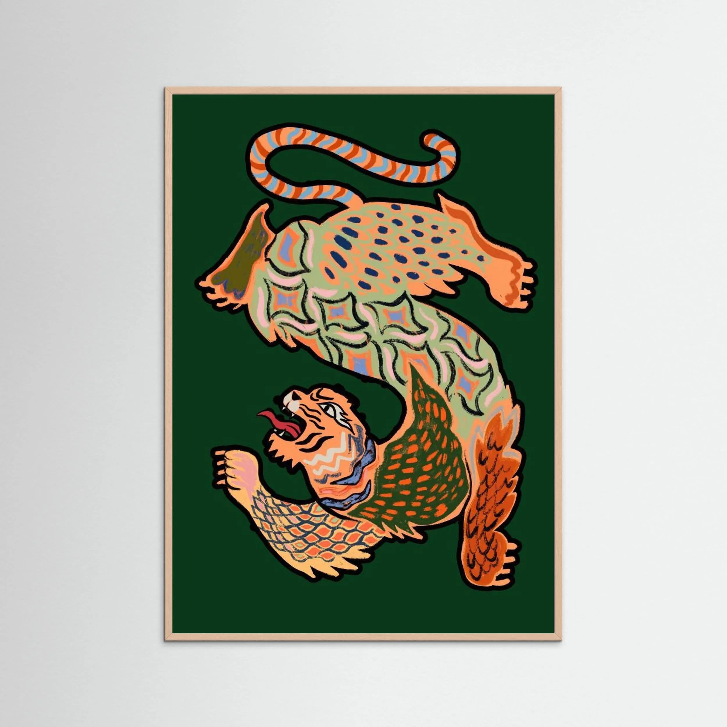 Poster-ASIANTIGER GREEN- Arty Gava- TADAM!-affiche-art-print- 21 x 29 cm / 8 x 11″ (A4) / No Frame-21 x 29 cm / 8 x 11″ (A4) / Black Wood-21 x 29 cm / 8 x 11″ (A4) / Blue Wood-21 x 29 cm / 8 x 11″ (A4) / Grey Wood-21 x 29 cm / 8 x 11″ (A4) / Green Wood