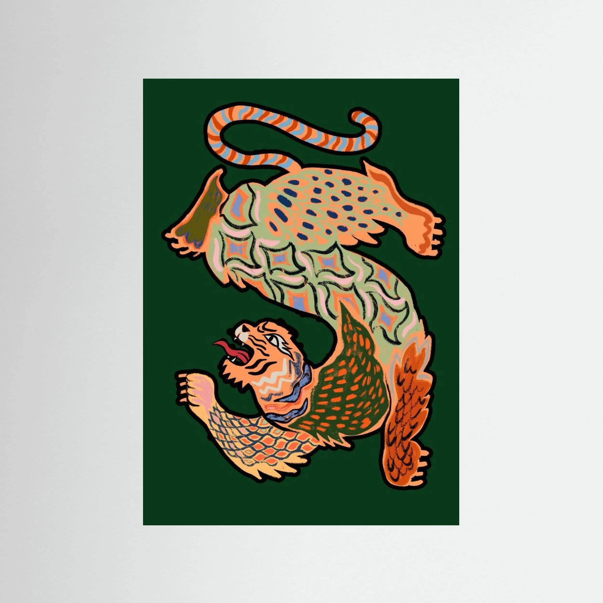 Poster-ASIANTIGER GREEN- Arty Gava- TADAM!-affiche-art-print- 21 x 29 cm / 8 x 11″ (A4) / No Frame-21 x 29 cm / 8 x 11″ (A4) / Black Wood-21 x 29 cm / 8 x 11″ (A4) / Blue Wood-21 x 29 cm / 8 x 11″ (A4) / Grey Wood-21 x 29 cm / 8 x 11″ (A4) / Green Wood