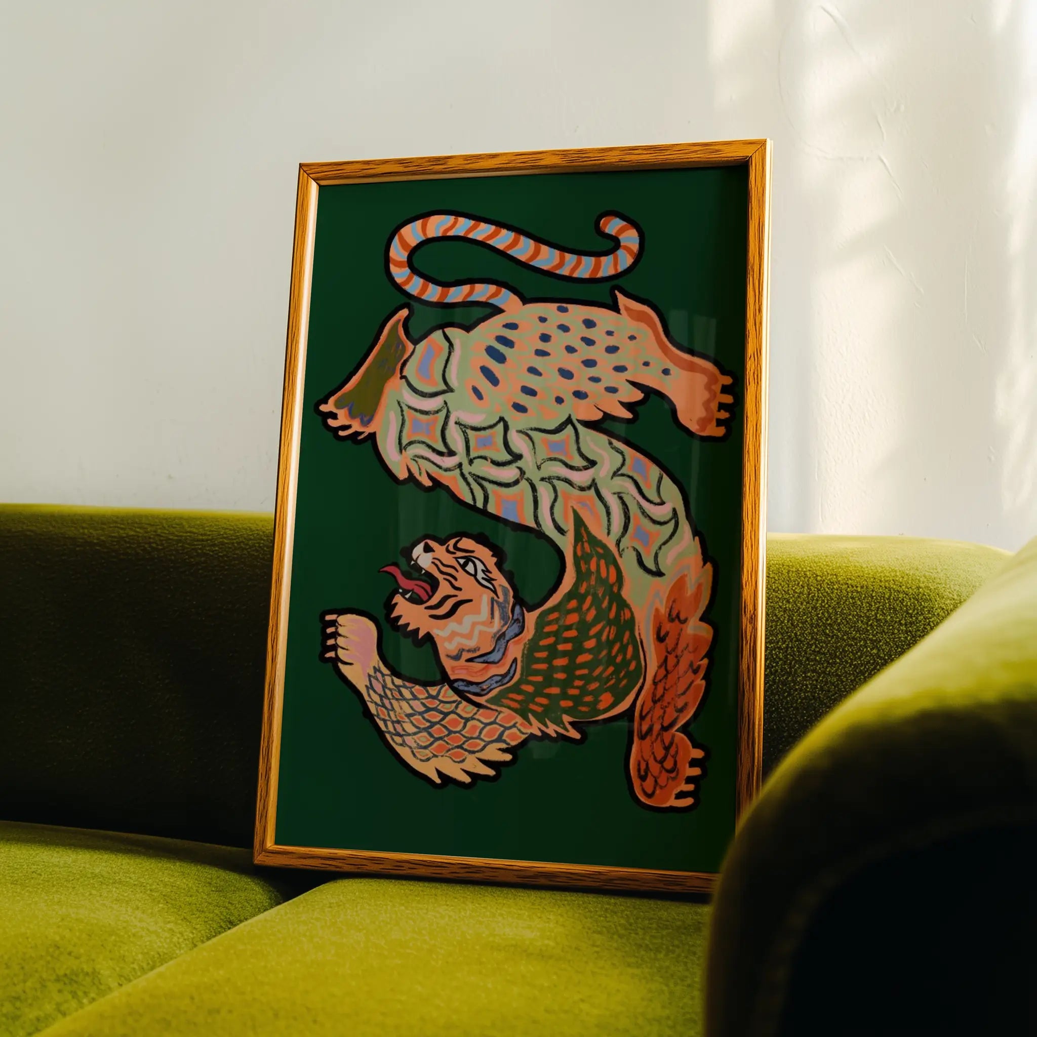 Poster-ASIANTIGER GREEN- Arty Gava- TADAM!-affiche-art-print- 21 x 29 cm / 8 x 11″ (A4) / No Frame-21 x 29 cm / 8 x 11″ (A4) / Black Wood-21 x 29 cm / 8 x 11″ (A4) / Blue Wood-21 x 29 cm / 8 x 11″ (A4) / Grey Wood-21 x 29 cm / 8 x 11″ (A4) / Green Wood